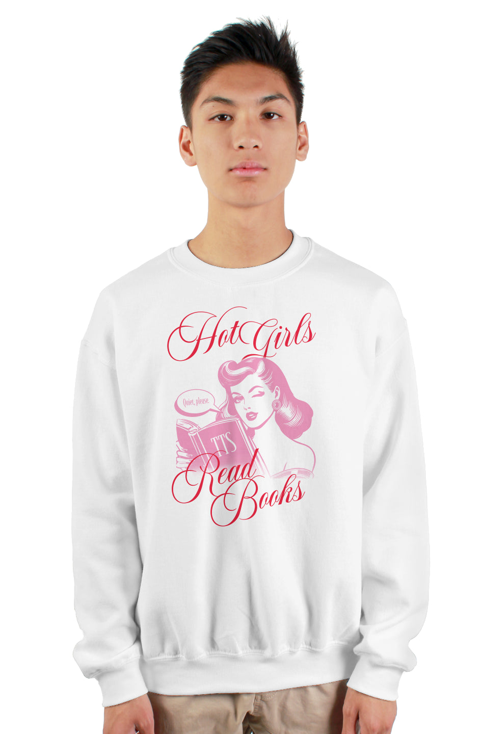 HOT GIRLS READ BOOKS SWEATSHIRT - PINK/RED