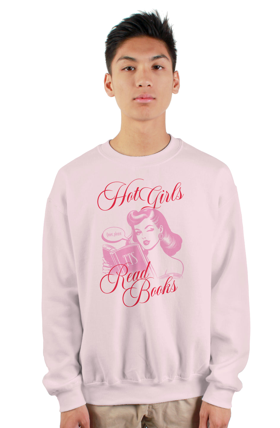 HOT GIRLS READ BOOKS SWEATSHIRT - PINK/RED