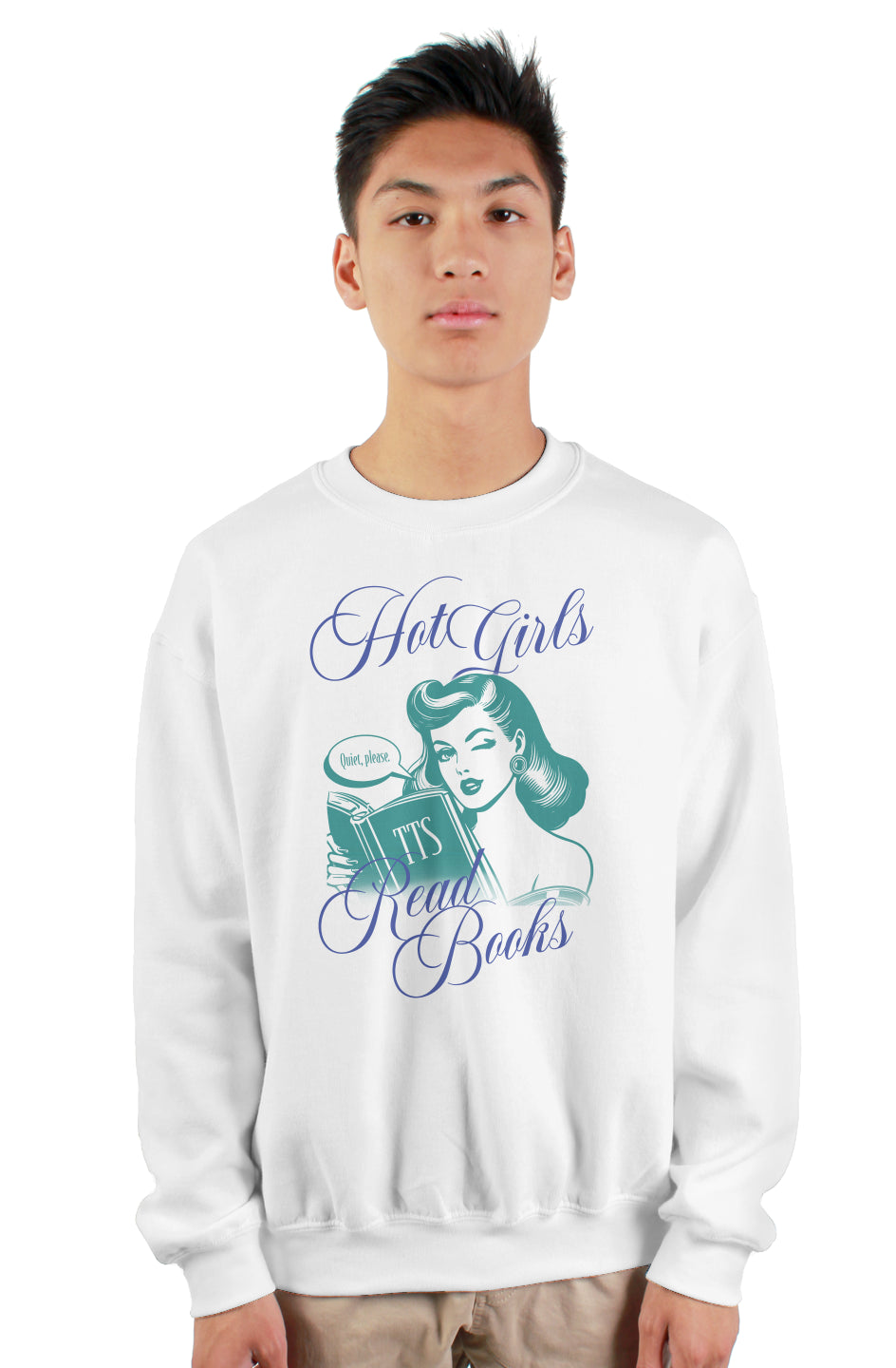 HOT GIRLS READ BOOKS SWEATSHIRT - BLUE/TEAL