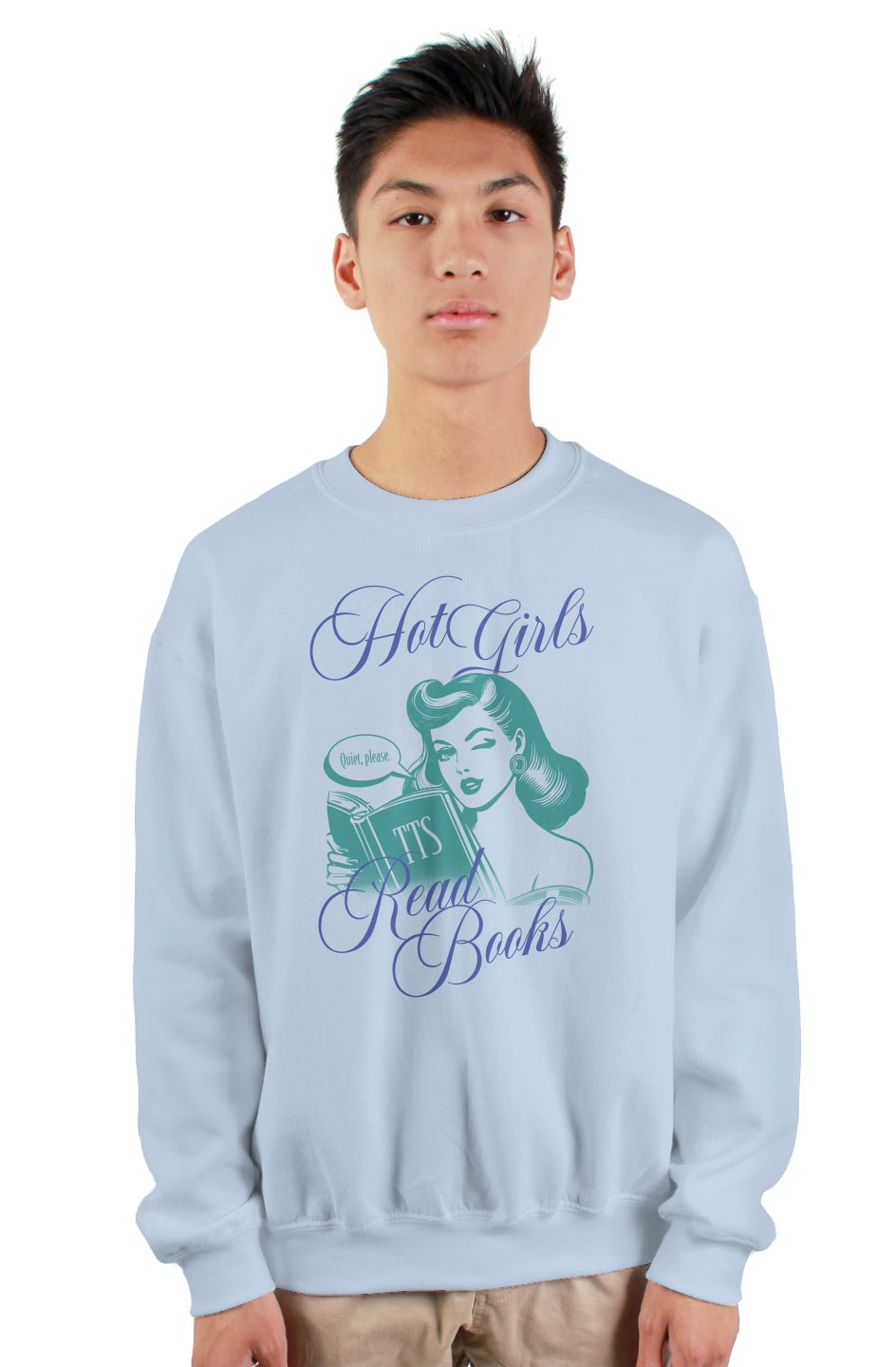 HOT GIRLS READ BOOKS SWEATSHIRT - BLUE/TEAL