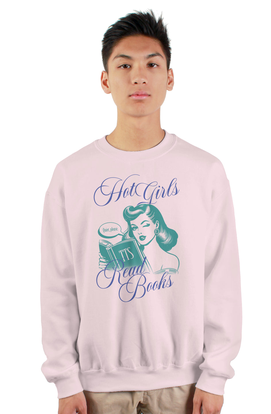 HOT GIRLS READ BOOKS SWEATSHIRT - BLUE/TEAL