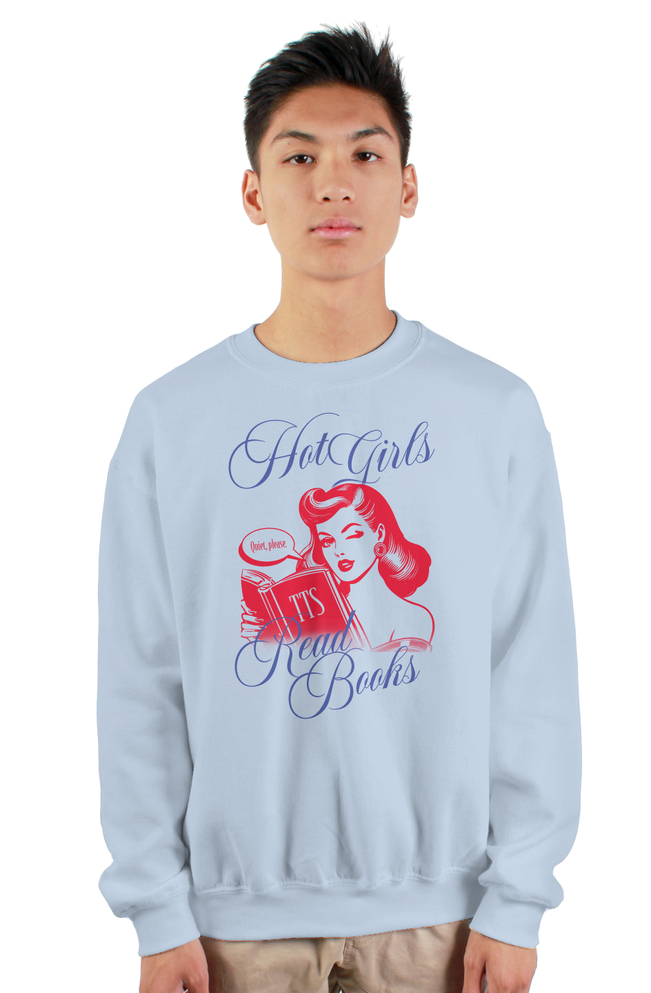 HOT GIRLS READ BOOKS SWEATSHIRT - RED/BLUE